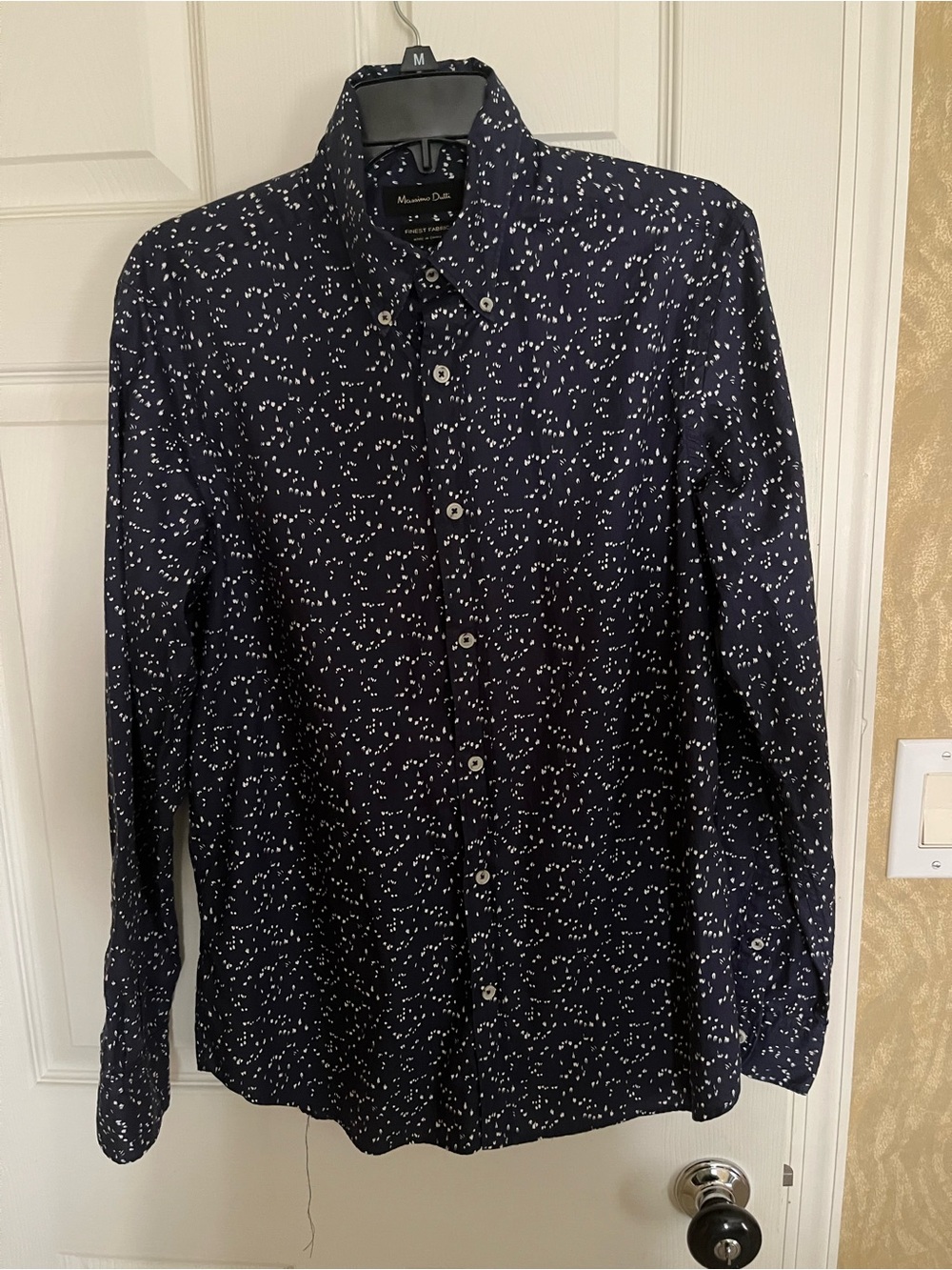 Massimo Dutti Navy Speckled Button-Down Shirt sz medium
